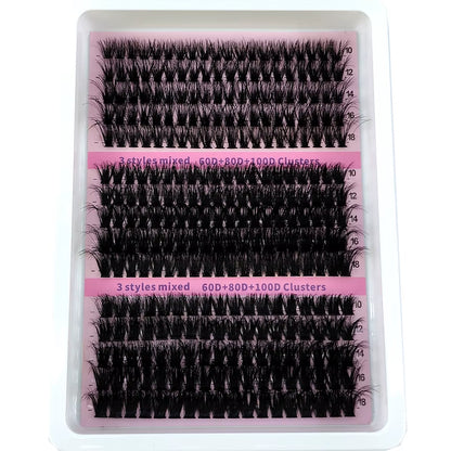 New 15Rows DIY 5D Fluffy Lash Clusters 60D-200D Thick Eyelash Clusters Wispy Individual Lashes 10-20Mm Cluster Eyelash Extension