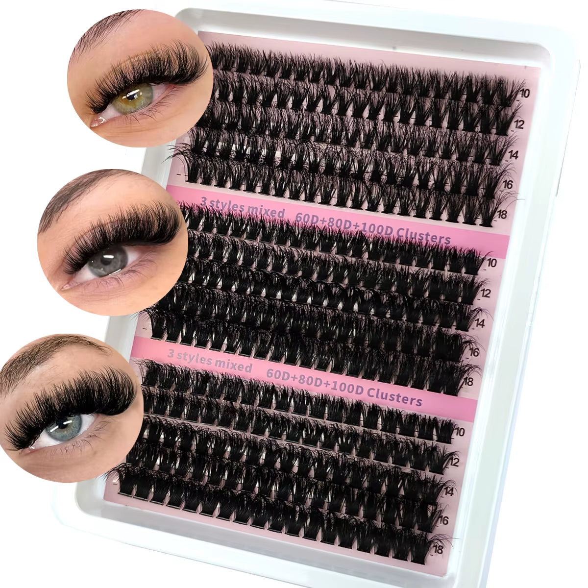 New 15Rows DIY 5D Fluffy Lash Clusters 60D-200D Thick Eyelash Clusters Wispy Individual Lashes 10-20Mm Cluster Eyelash Extension