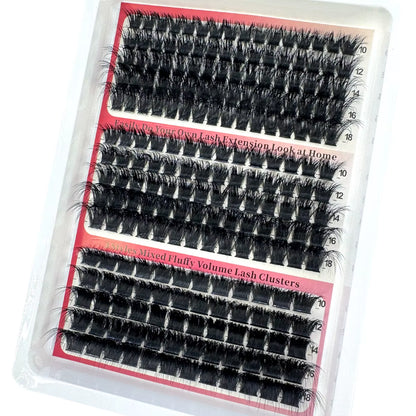 New 15Rows DIY 5D Fluffy Lash Clusters 60D-200D Thick Eyelash Clusters Wispy Individual Lashes 10-20Mm Cluster Eyelash Extension