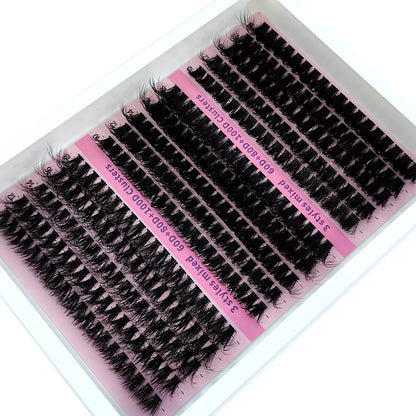 New 15Rows DIY 5D Fluffy Lash Clusters 60D-200D Thick Eyelash Clusters Wispy Individual Lashes 10-20Mm Cluster Eyelash Extension