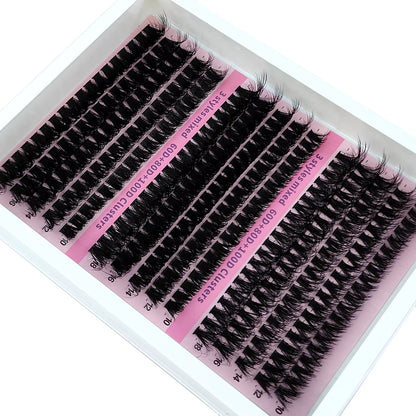 New 15Rows DIY 5D Fluffy Lash Clusters 60D-200D Thick Eyelash Clusters Wispy Individual Lashes 10-20Mm Cluster Eyelash Extension