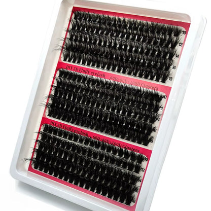 New 15Rows DIY 5D Fluffy Lash Clusters 60D-200D Thick Eyelash Clusters Wispy Individual Lashes 10-20Mm Cluster Eyelash Extension
